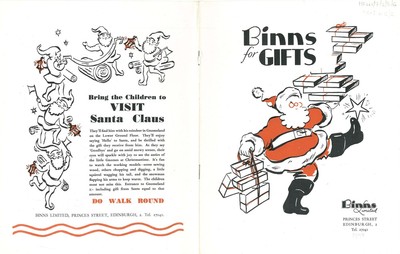 Cover of Binns Ltd Edinburgh branch Christmas gift catalogue