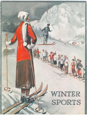 Front cover of Dickins & Jones Ltd Winter Sports catalogue. If you were shopping for a skiing gift in London in the 1920s, Dickens & Jones would have been your first stop. 