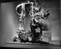  Window display of ladies evening dress complete with head dress at Dickins and Jones, c.1960s.